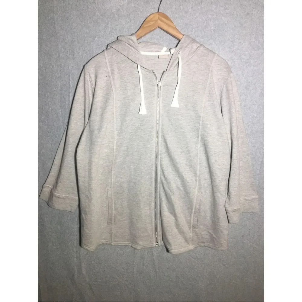 Womens Chico’s Zenergy Hoodie Jacket Zip Up Mixed Media Athletic Casual